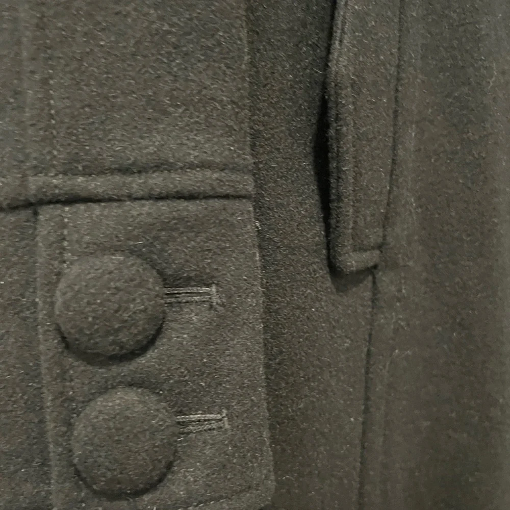 Kimchi & Blue Women XS Pea Coat Black Wool Blend LS Lined Pockets FLAWED